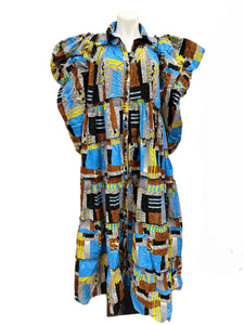 Batik Puff Sleeve Show Stopping Long Jacket or Dress