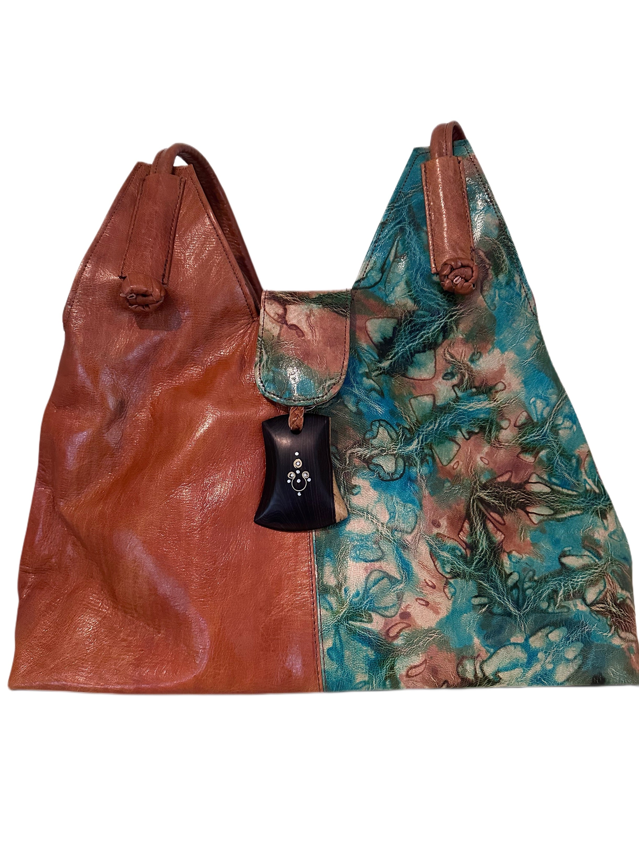 Handmade Leather Tie-Dye Shoulder Bag