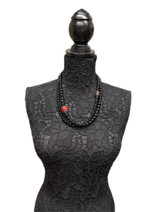 Black Onyx and Ruby Quartz Handmade Necklace
