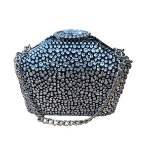 Bling rhinestone Box Clutch Black & Silver