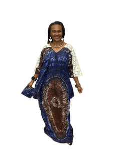 Adire’ Cotton Dress with Scarf