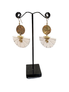 Carved Bone & Brass Earrings