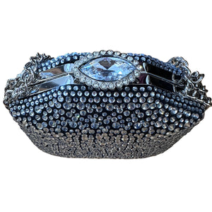 Bling rhinestone Box Clutch Black & Silver