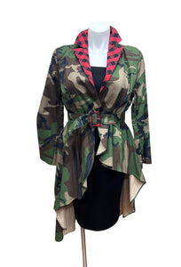 Camo "There's Nothing Like A Sistah" Peplum belted Jacket