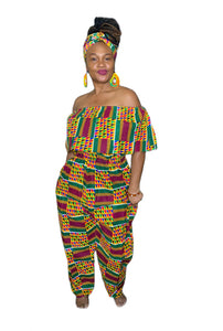 Ankara Print Ruffle Top Jumpsuit