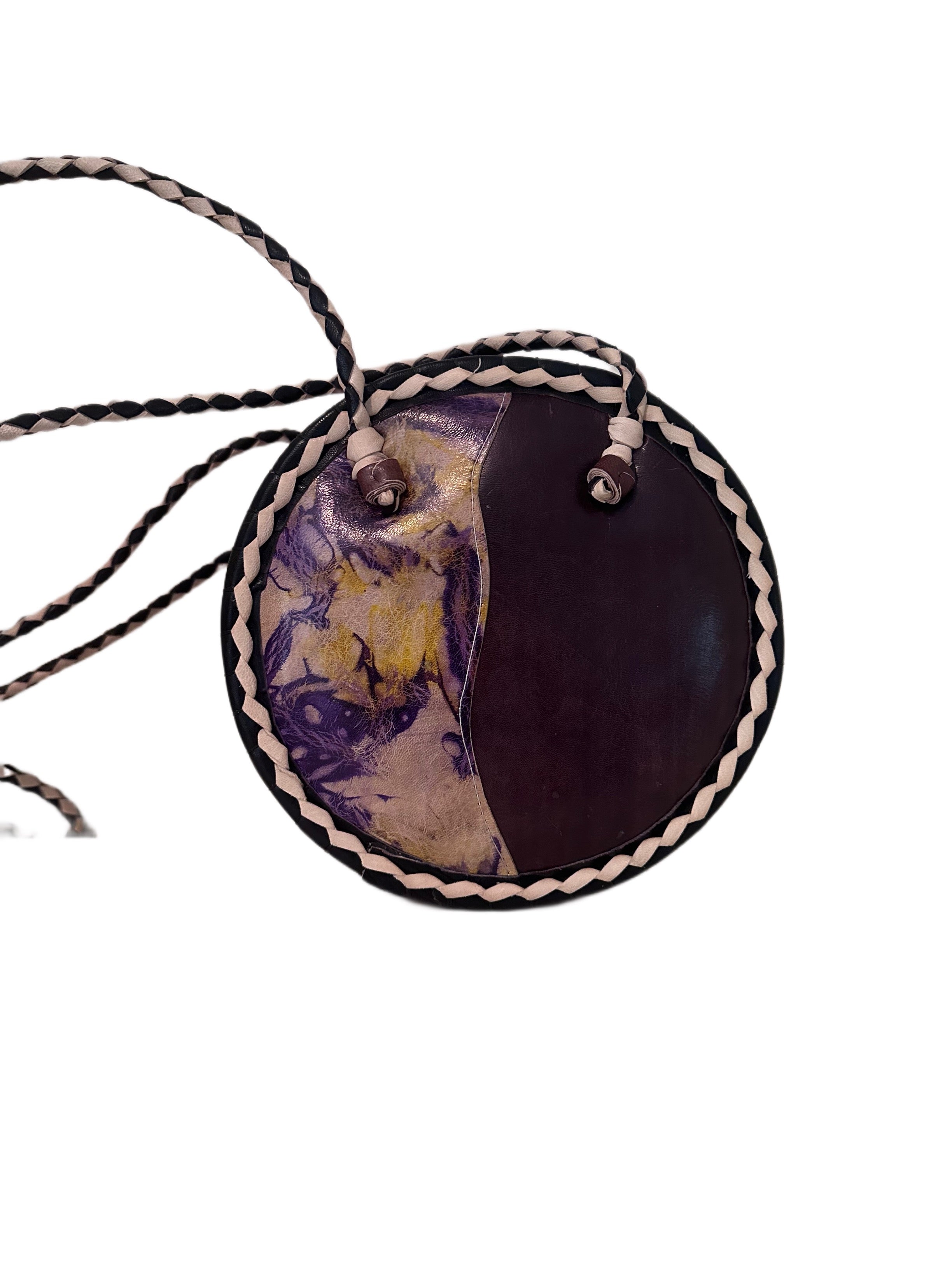 Mini Round Leather Handmade Painted Bag