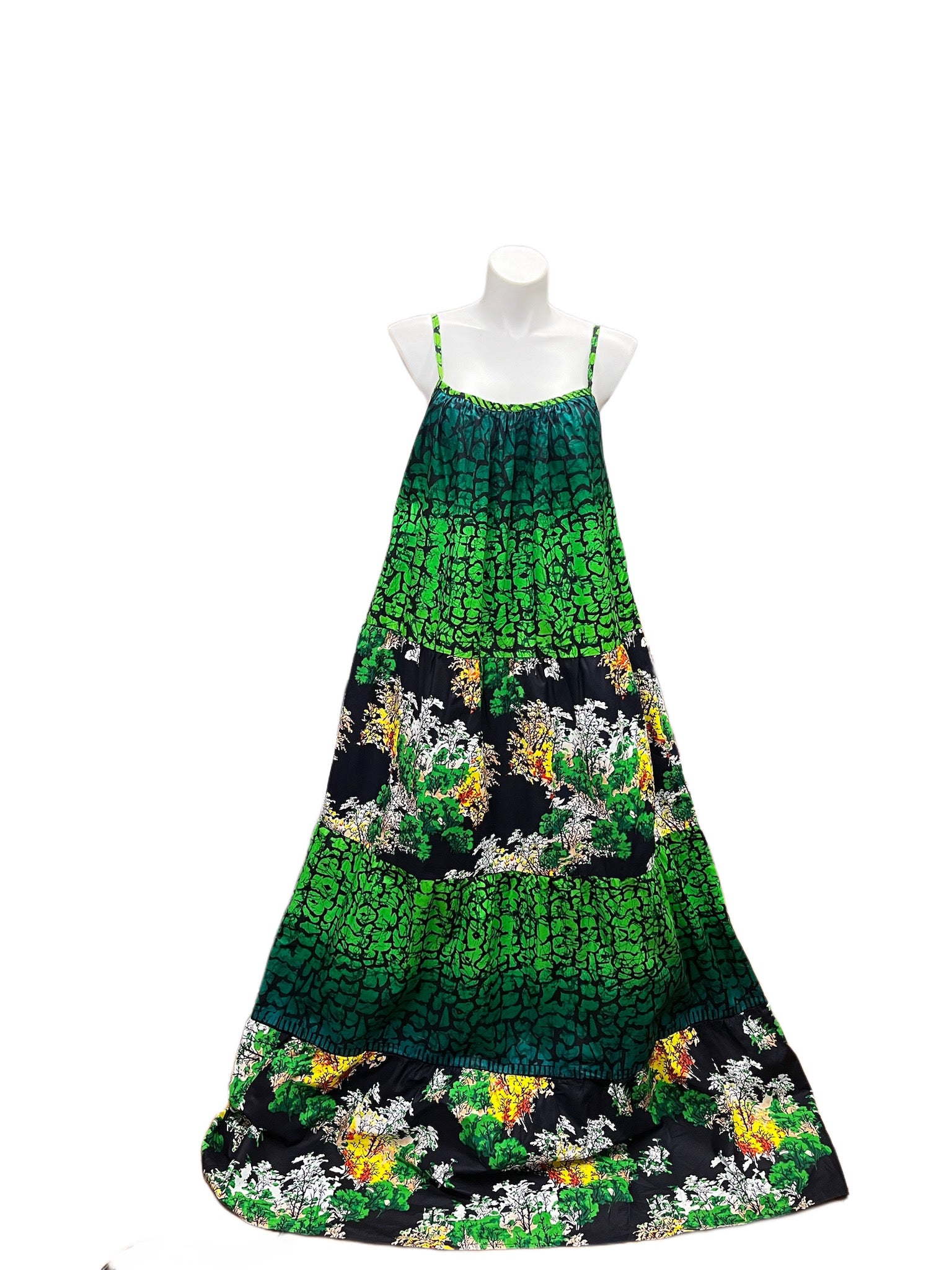 Batik Maxi Dress Green Black Multi