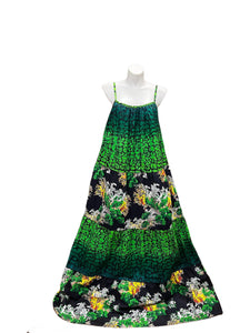 Batik Maxi Dress Green Black Multi