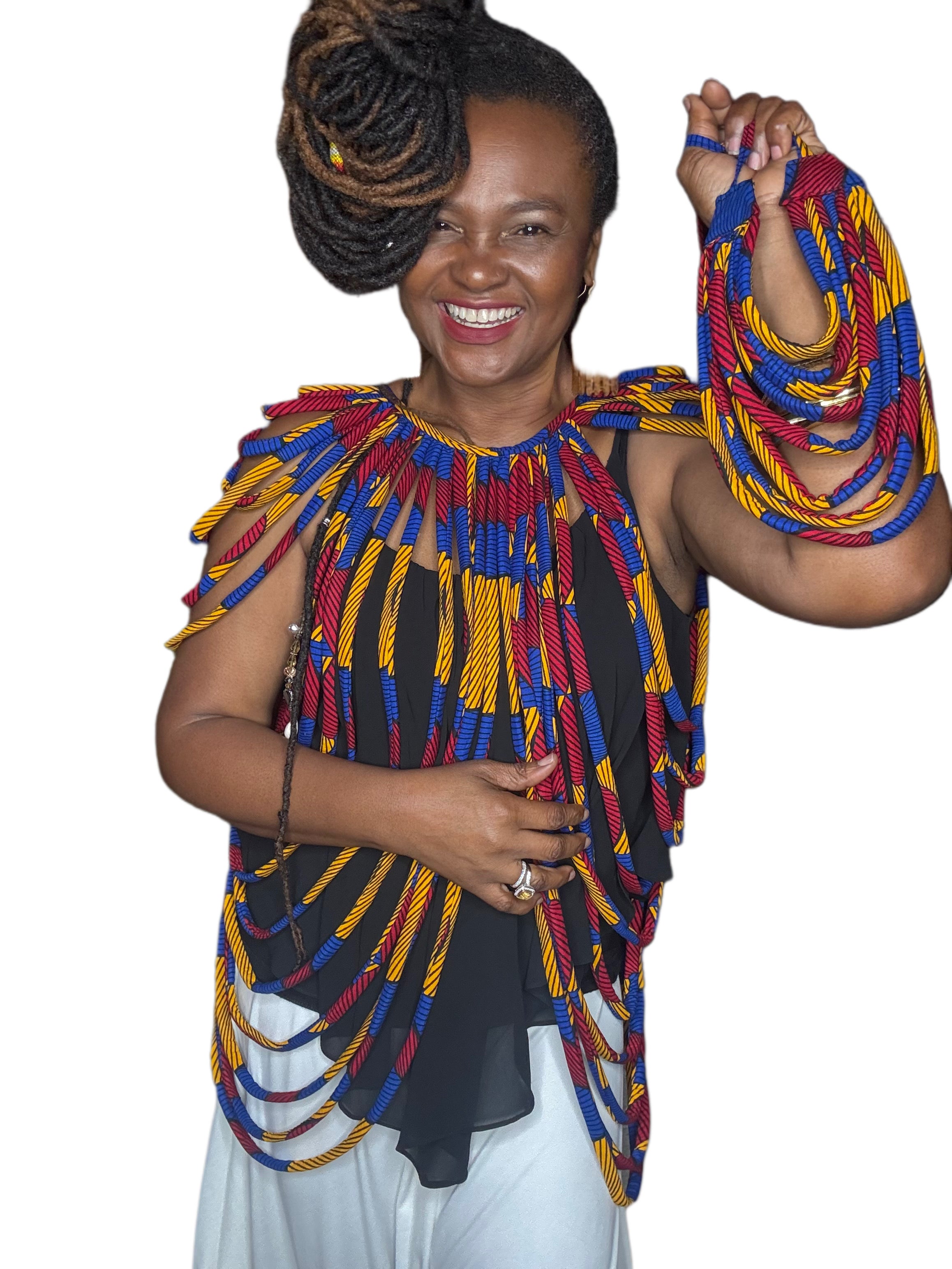 Kente' Body Adornment 2-Piece Set Red & Blue