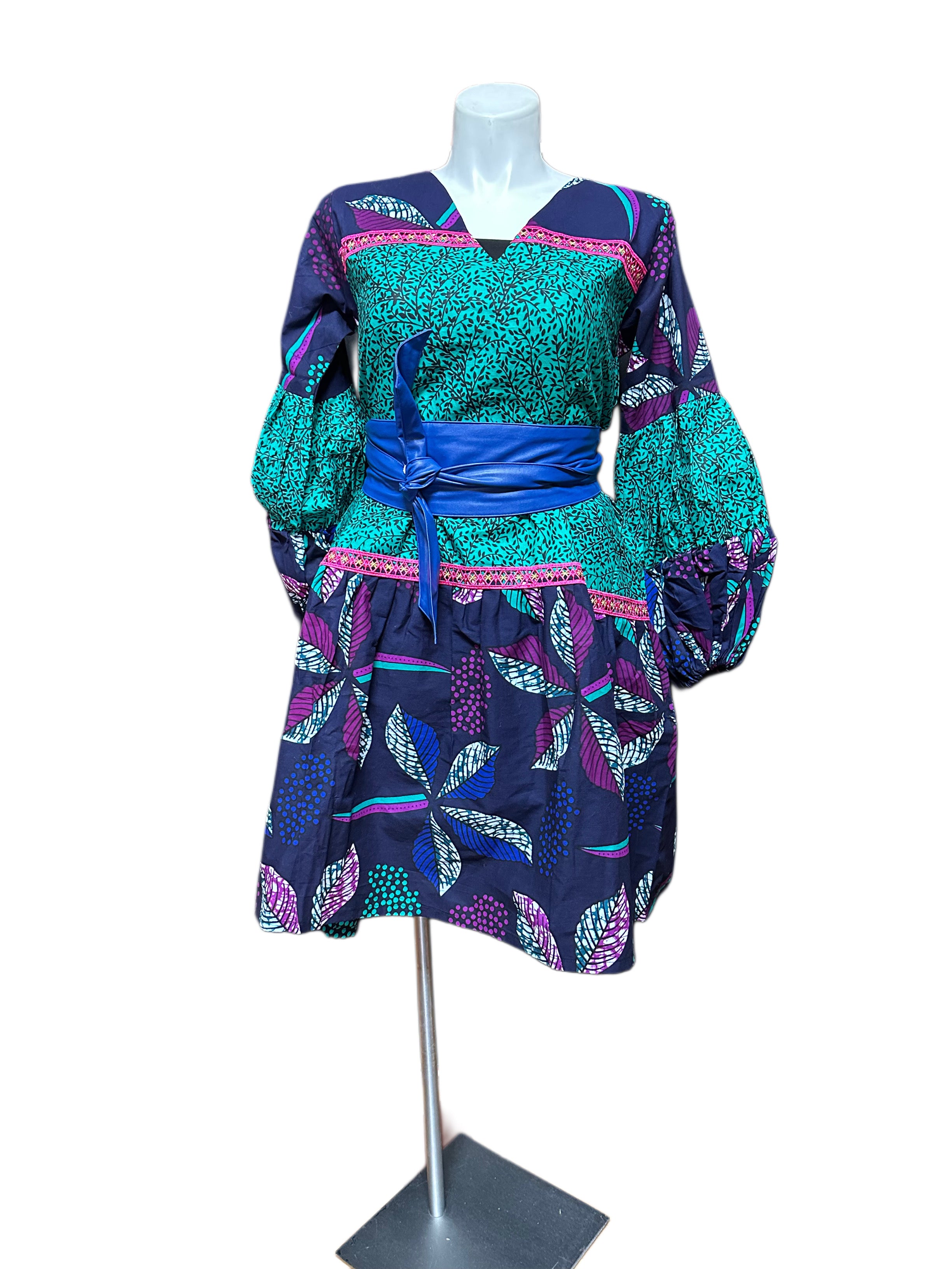 Ankara Handmade A-Line Long Sleeve Dress