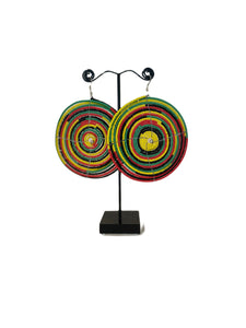 Handmade Beaded Circle Earrings Black/Red/Green/Yellow
