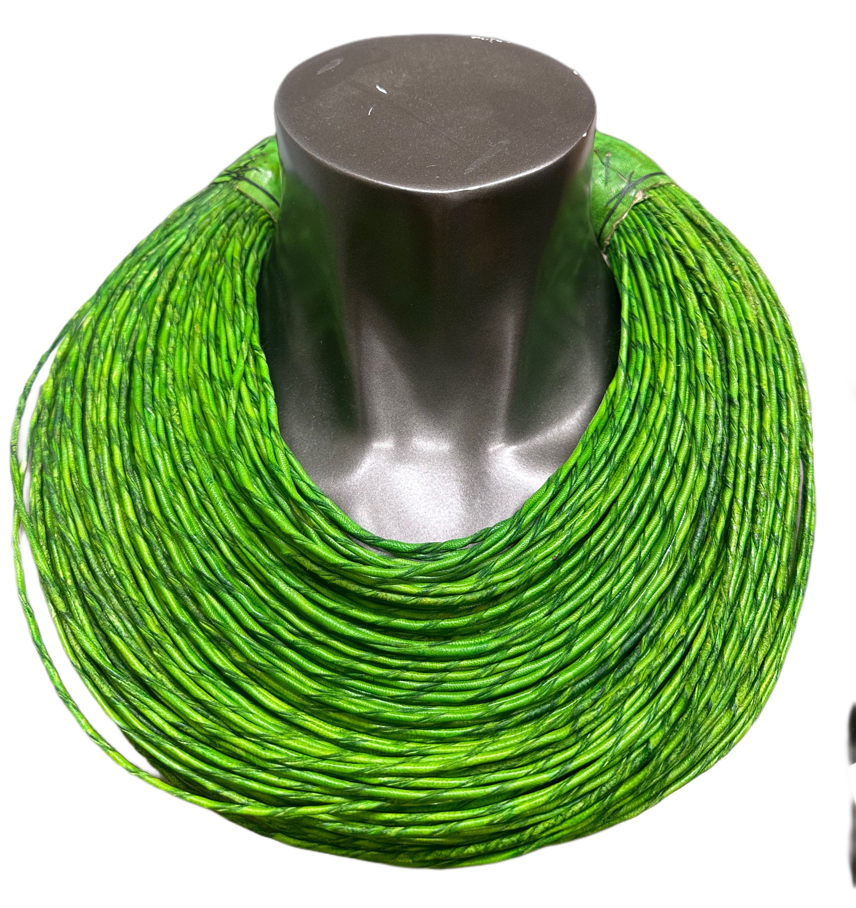 Green Rolled Leather Necklace