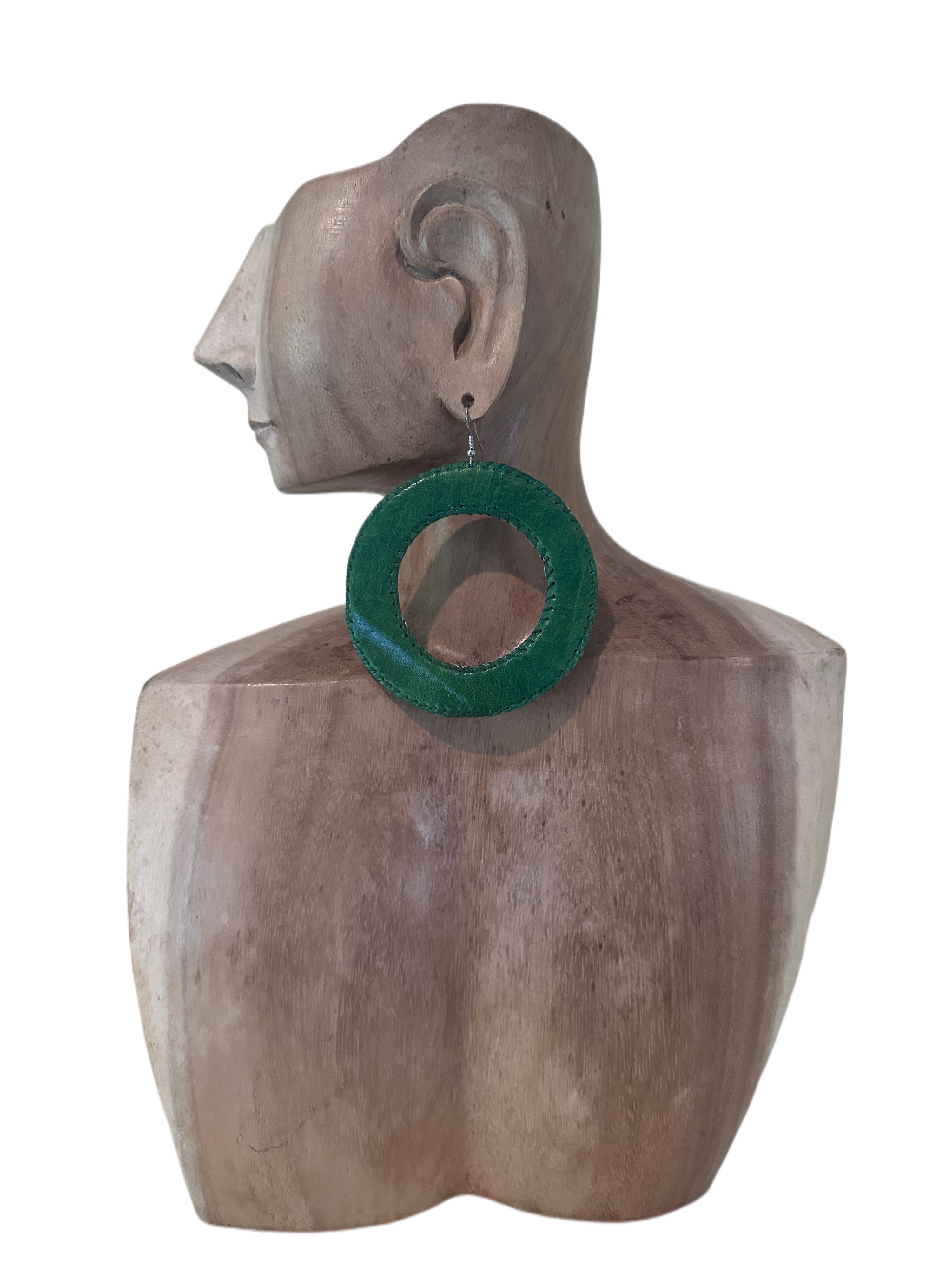 Medium Leather Cutout Circle Earrings