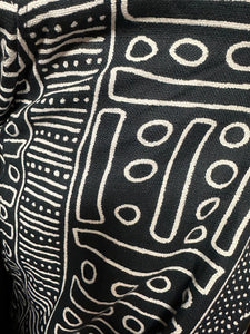 Mud Cloth long Sleeve Button Front Jacket & Hat Set Black & White Print
