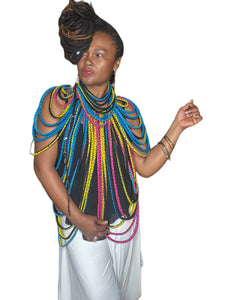 Kente' Body Adornment 2-Piece Set Bright Blue & Yellow