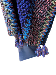 Long Knit Sweater Duster With Tassels Black Multi