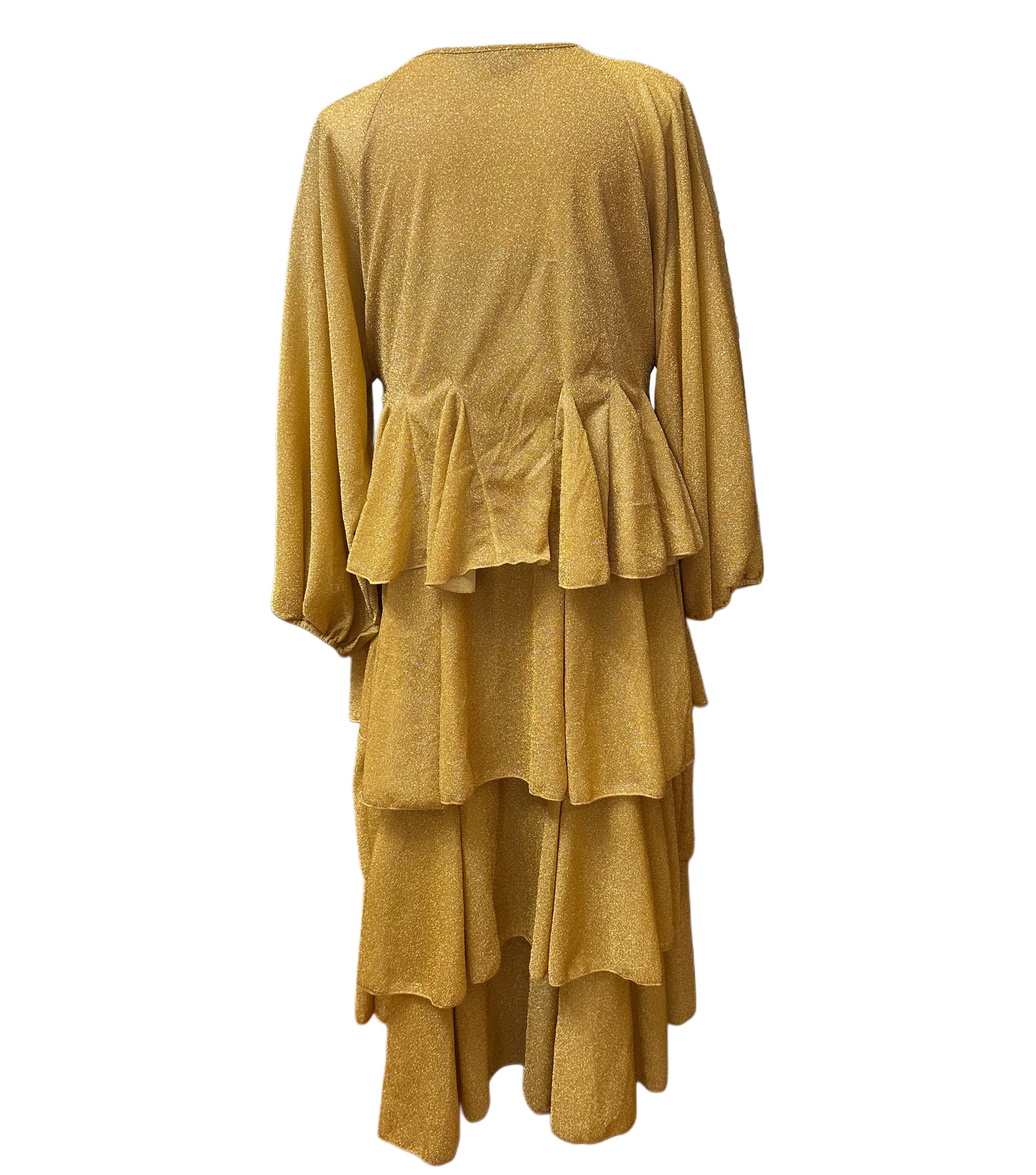 Sparkly Ruffle Tiered Duster Gold