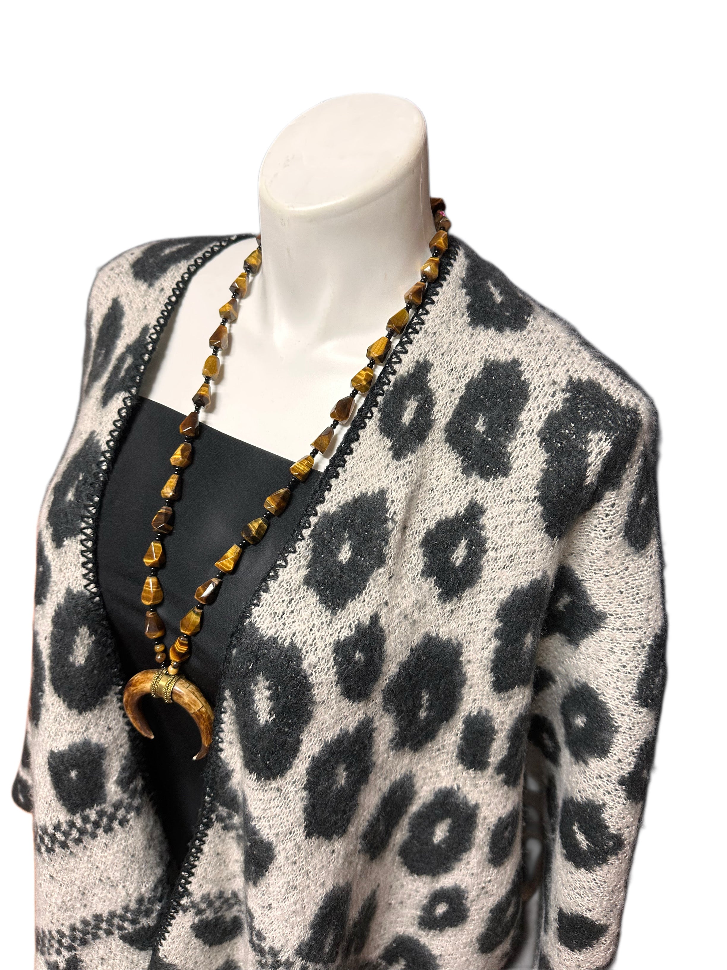 Cozy Animal Print Shawl Cardigan White Cheetah