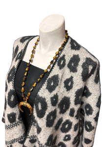 Cozy Animal Print Shawl Cardigan White Cheetah