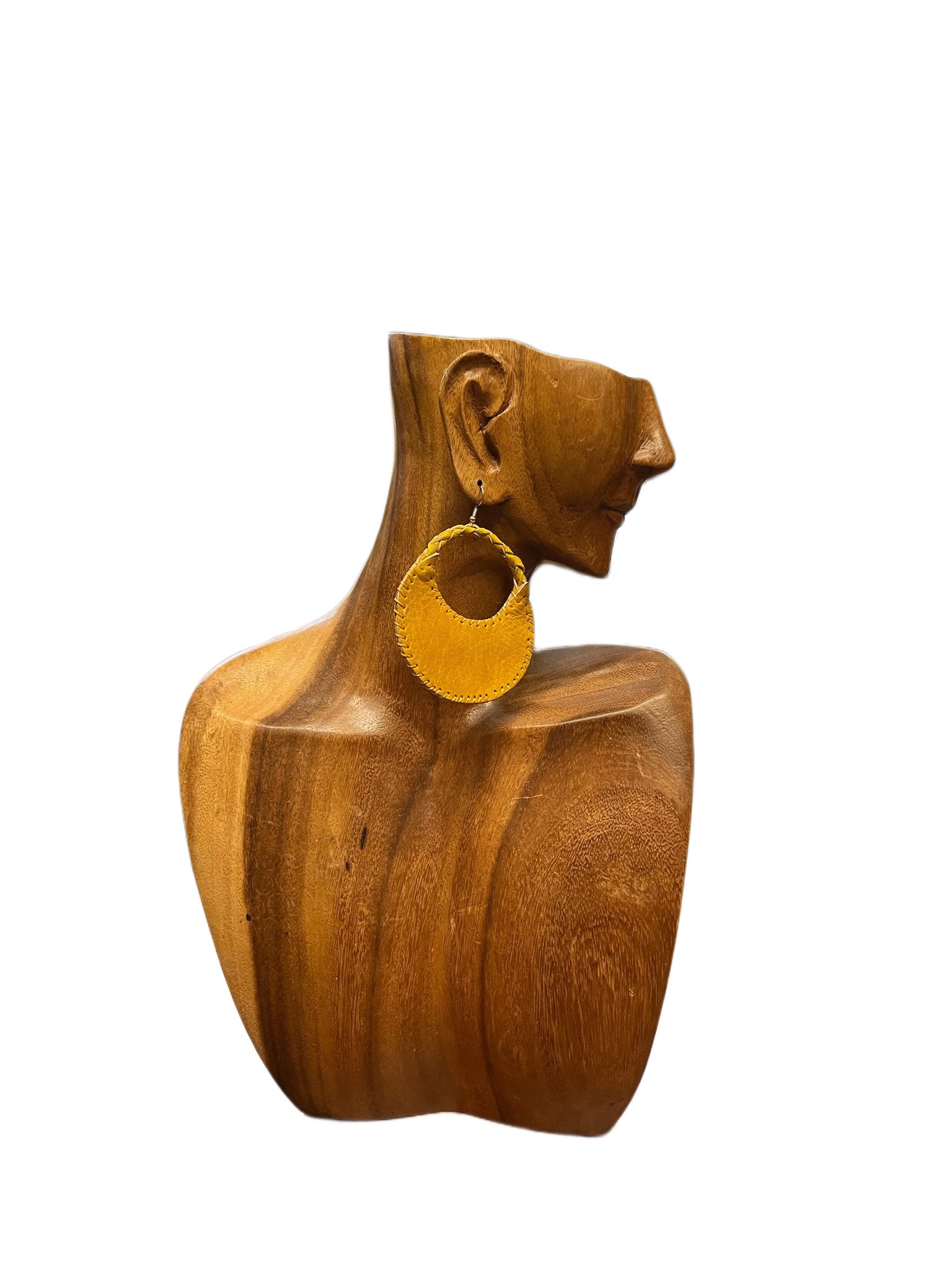 Large Round Braided Cutout Leather Earrings