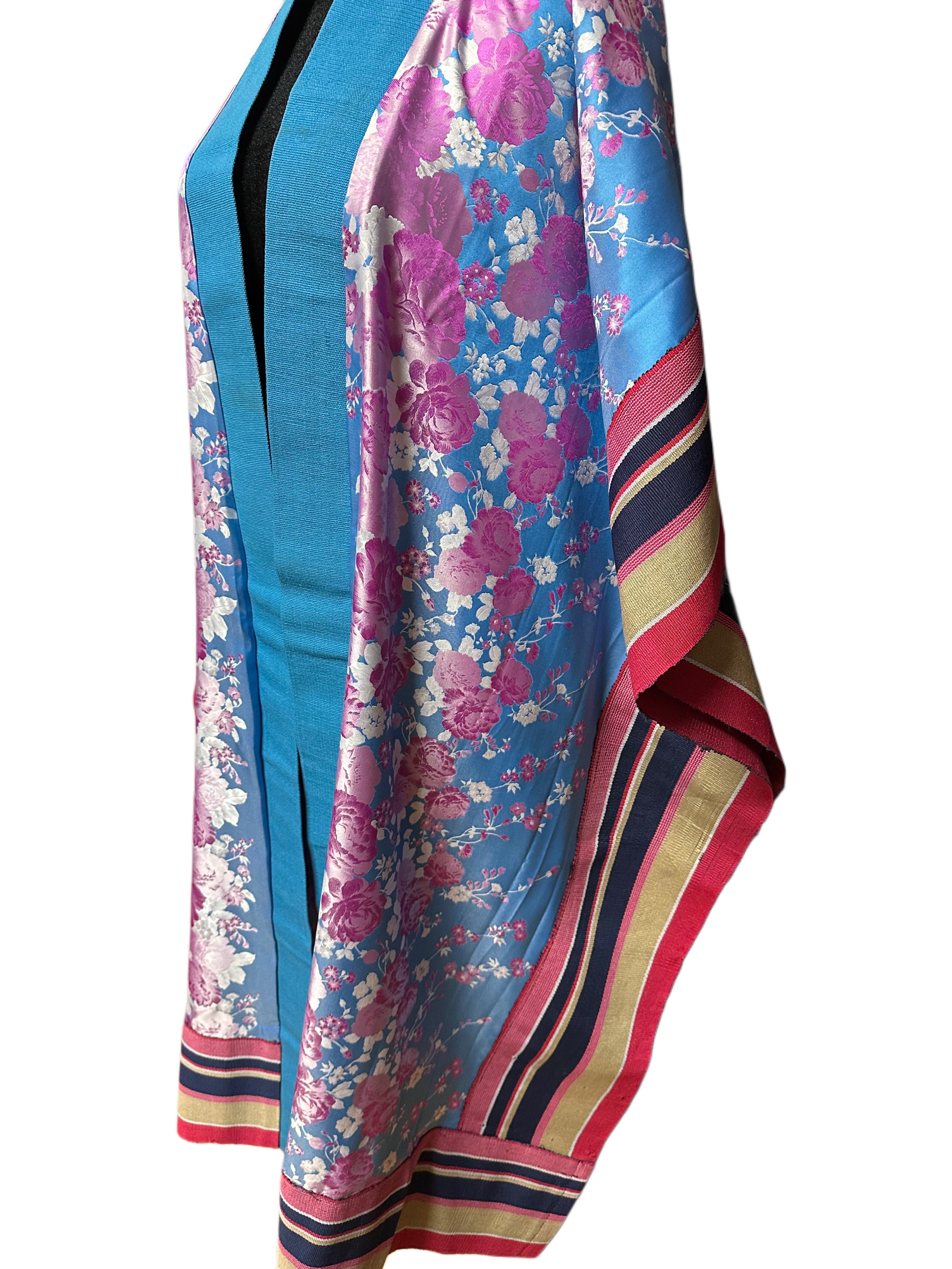 Blue  Adire’ Aso Oke Long Kimono