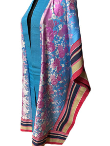 Blue  Adire’ Aso Oke Long Kimono
