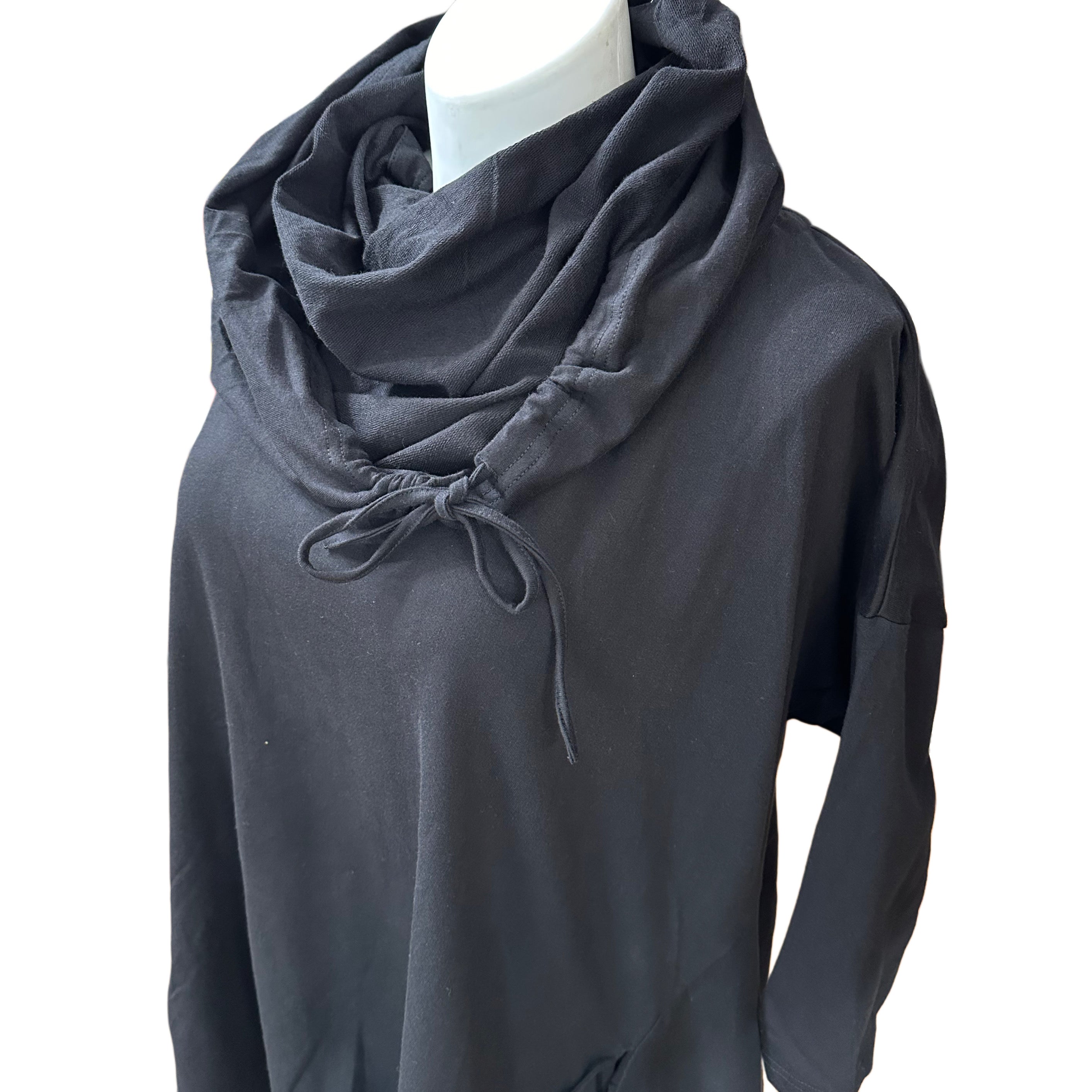 Removable Collar Tunic Top Black