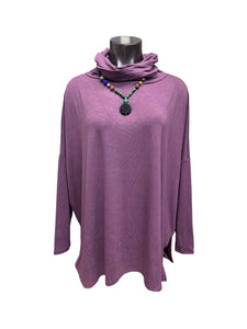Jersey Loose Fit Turtleneck Top Purple