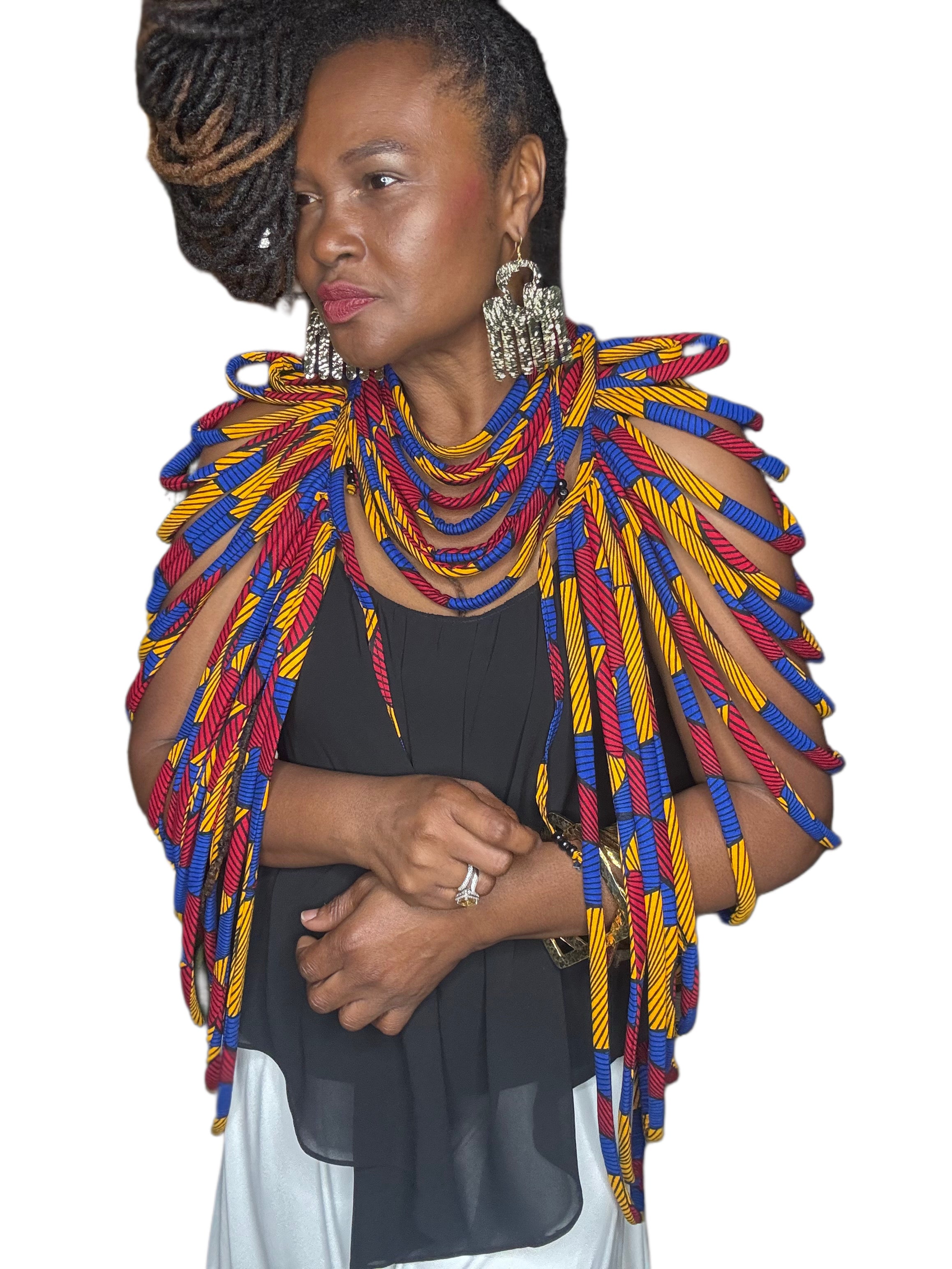 Kente' Body Adornment 2-Piece Set Red & Blue