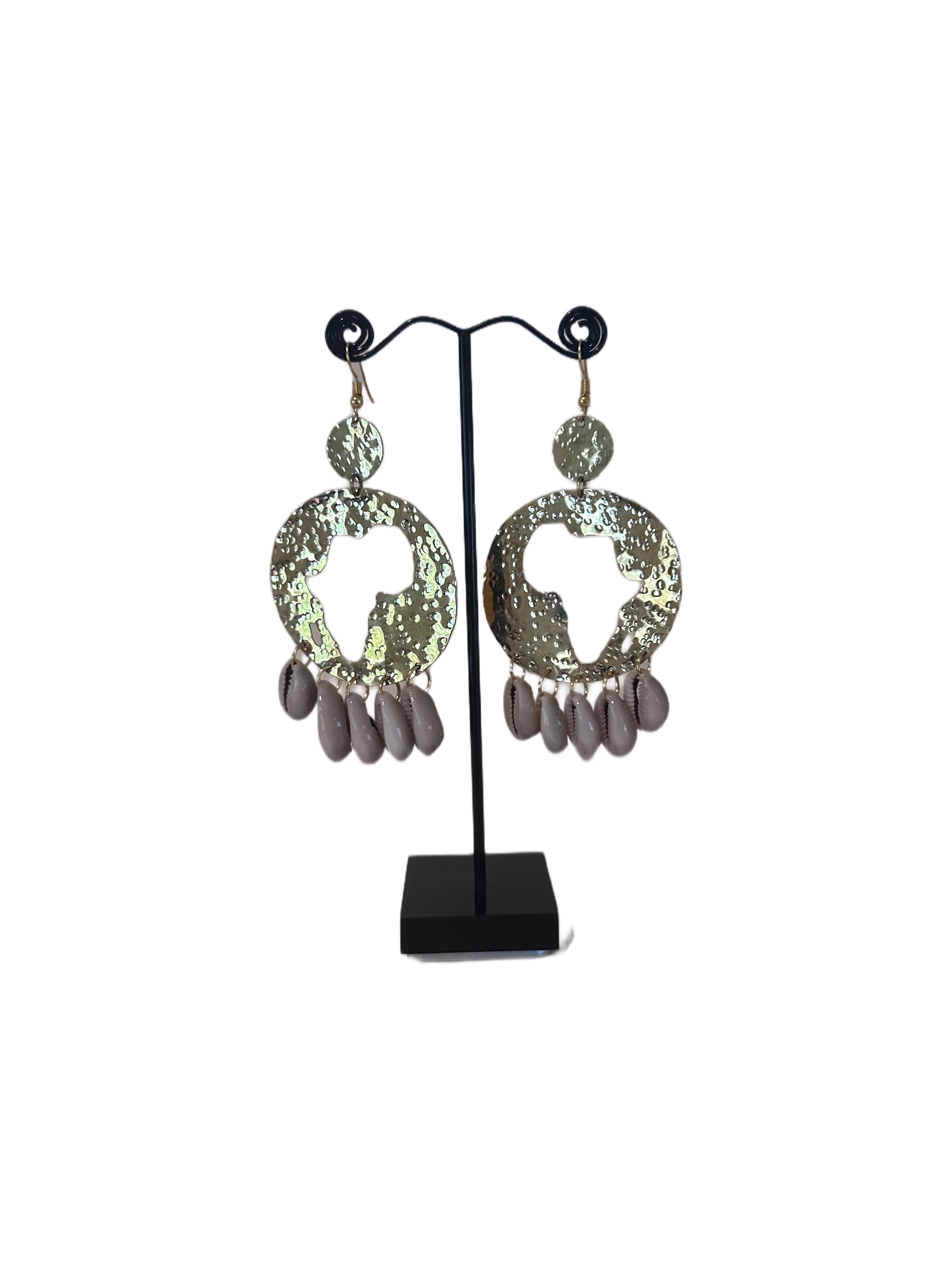 Handmade Brass and Cowrie Shell Africa Earrings