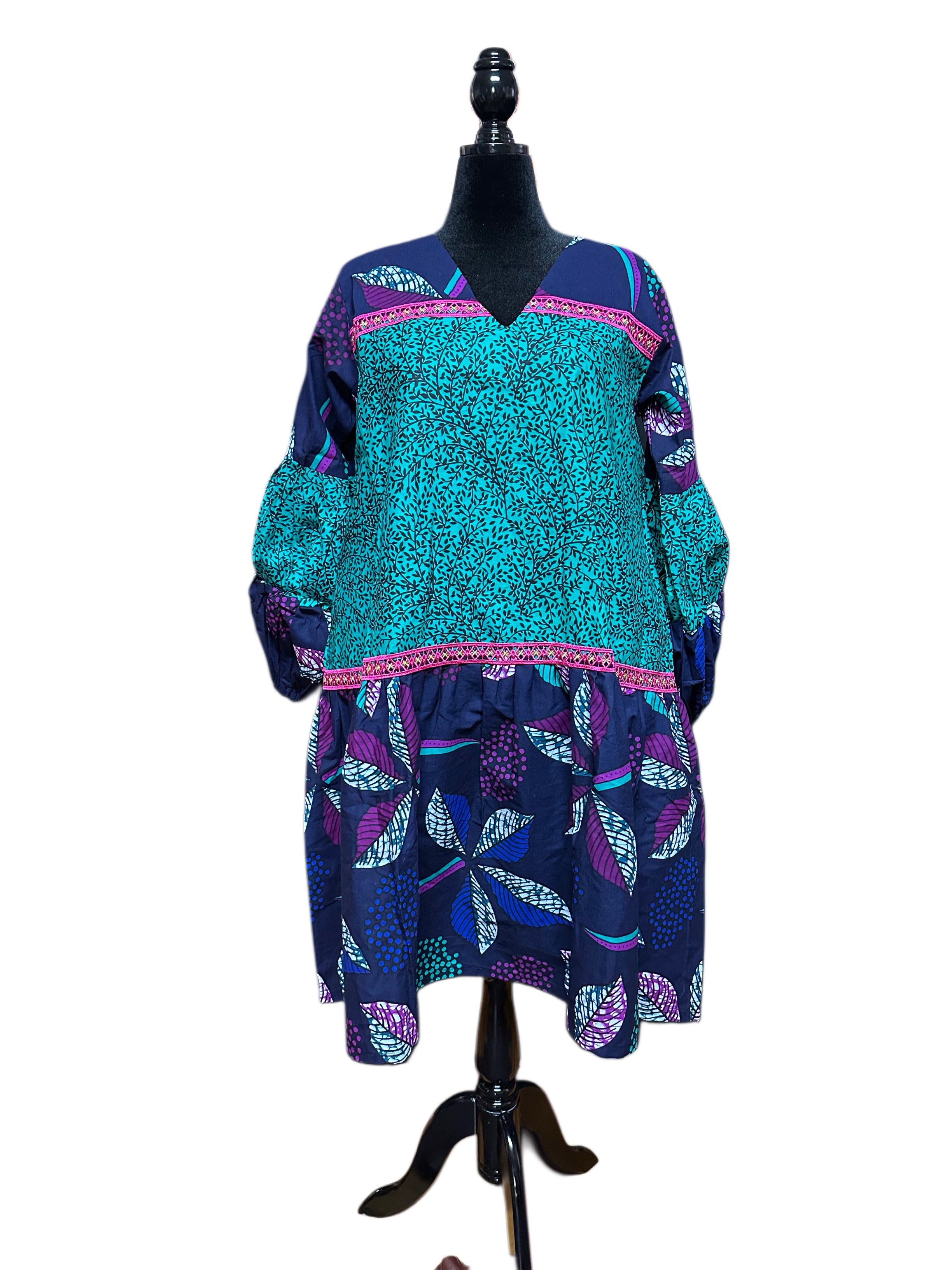 Ankara Handmade A-Line Long Sleeve Dress