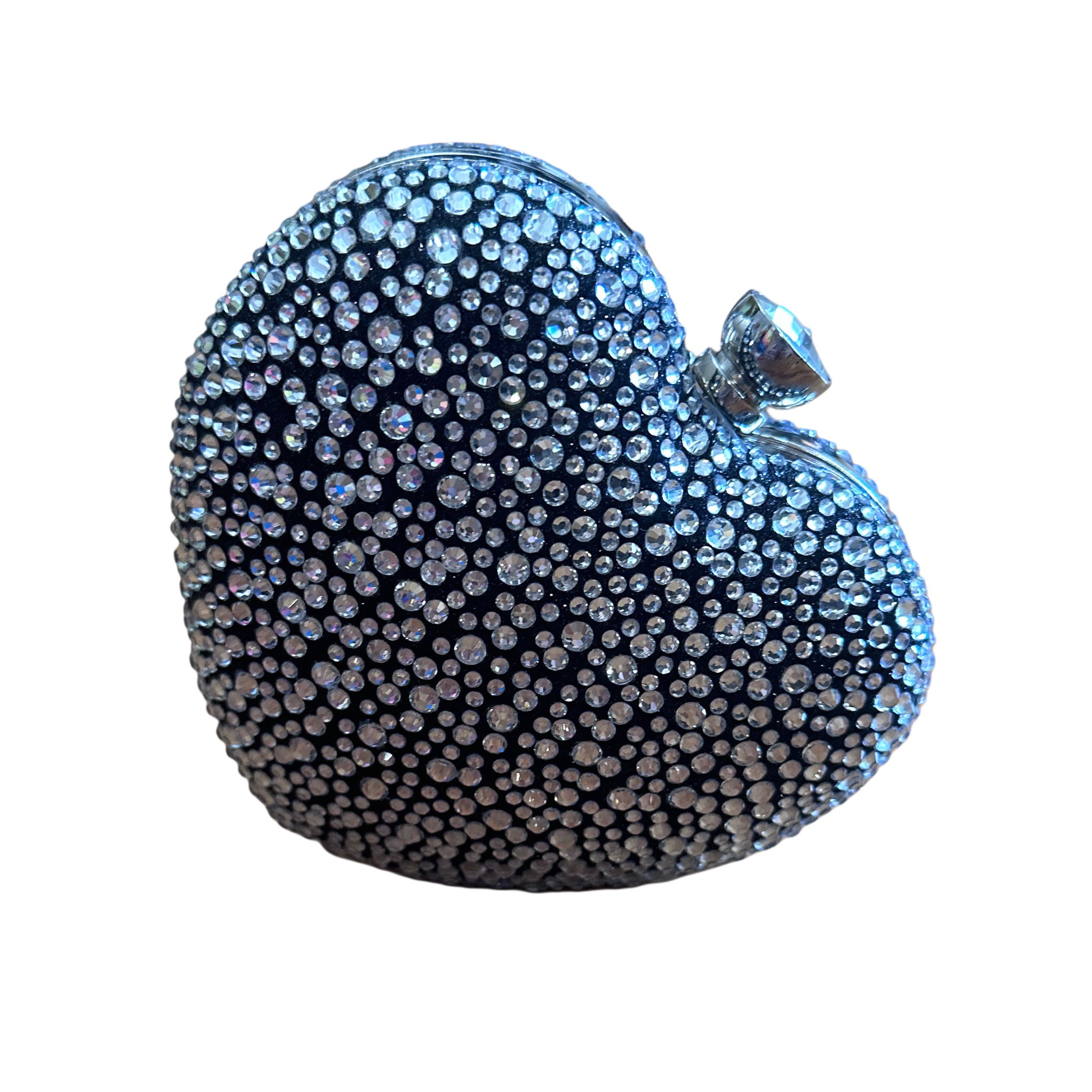 Black & Silver Bling Heart Clutch