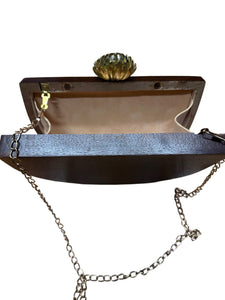 Handmade Ebony Wood Halfmoon Purse