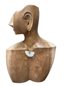 Long Carved Bone Musical Note Dangling Earrings