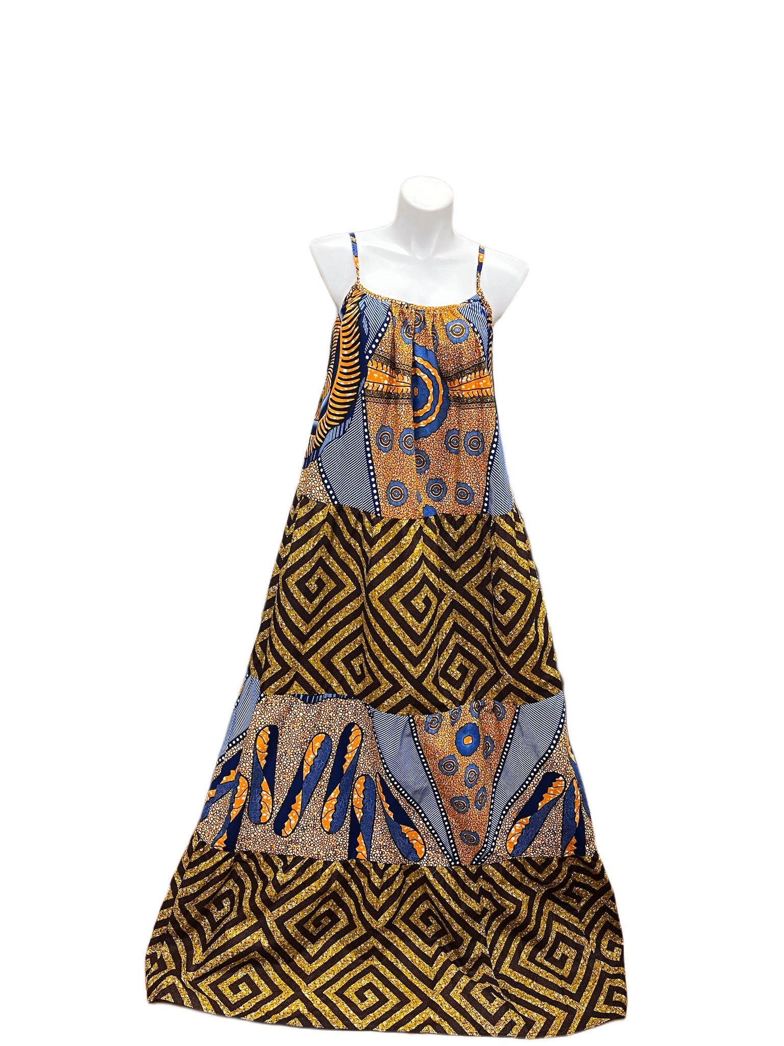 Batik Maxi Dress Orange & Blue Multi Chikodi's World Batik Maxi Dress Orange & Blue Multi Chikodi's World