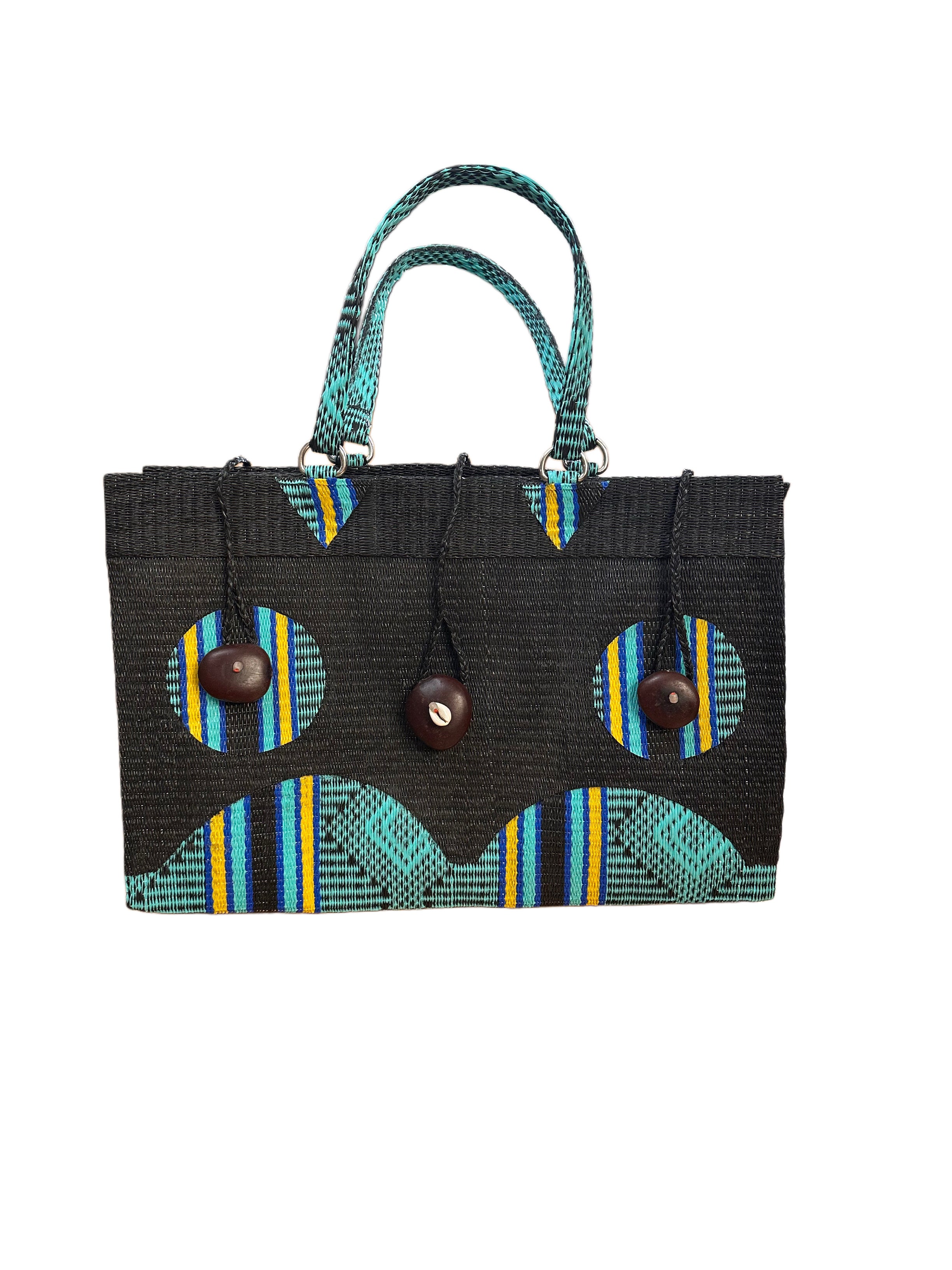 Black & Teal Recycled Tote Bag