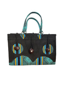 Black & Teal Recycled Tote Bag