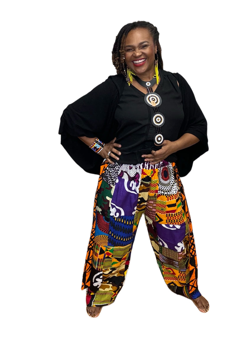 Wide Leg Cropped Patchwork Pant with Head wrap – Chikodi’s World