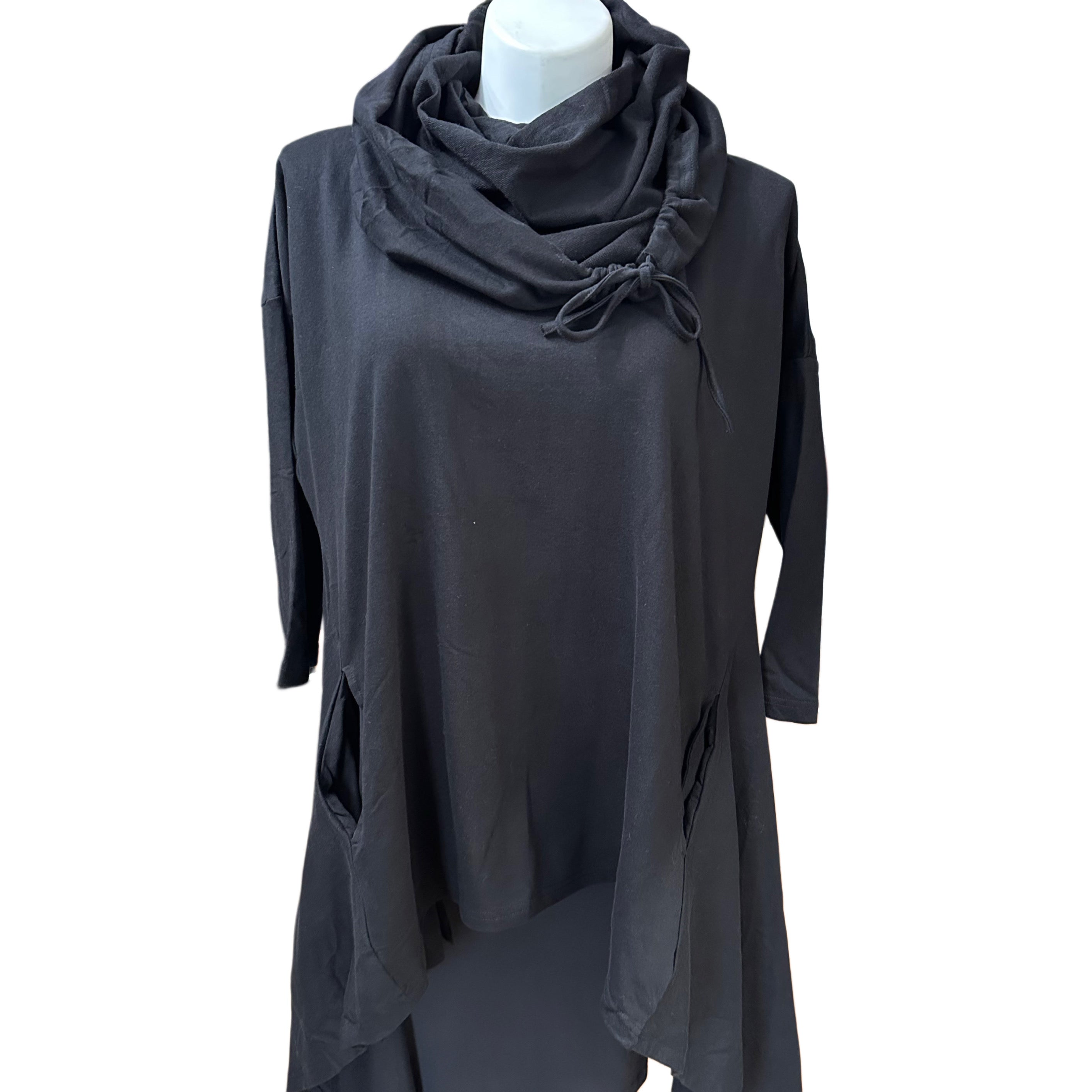 Removable Collar Tunic Top Black