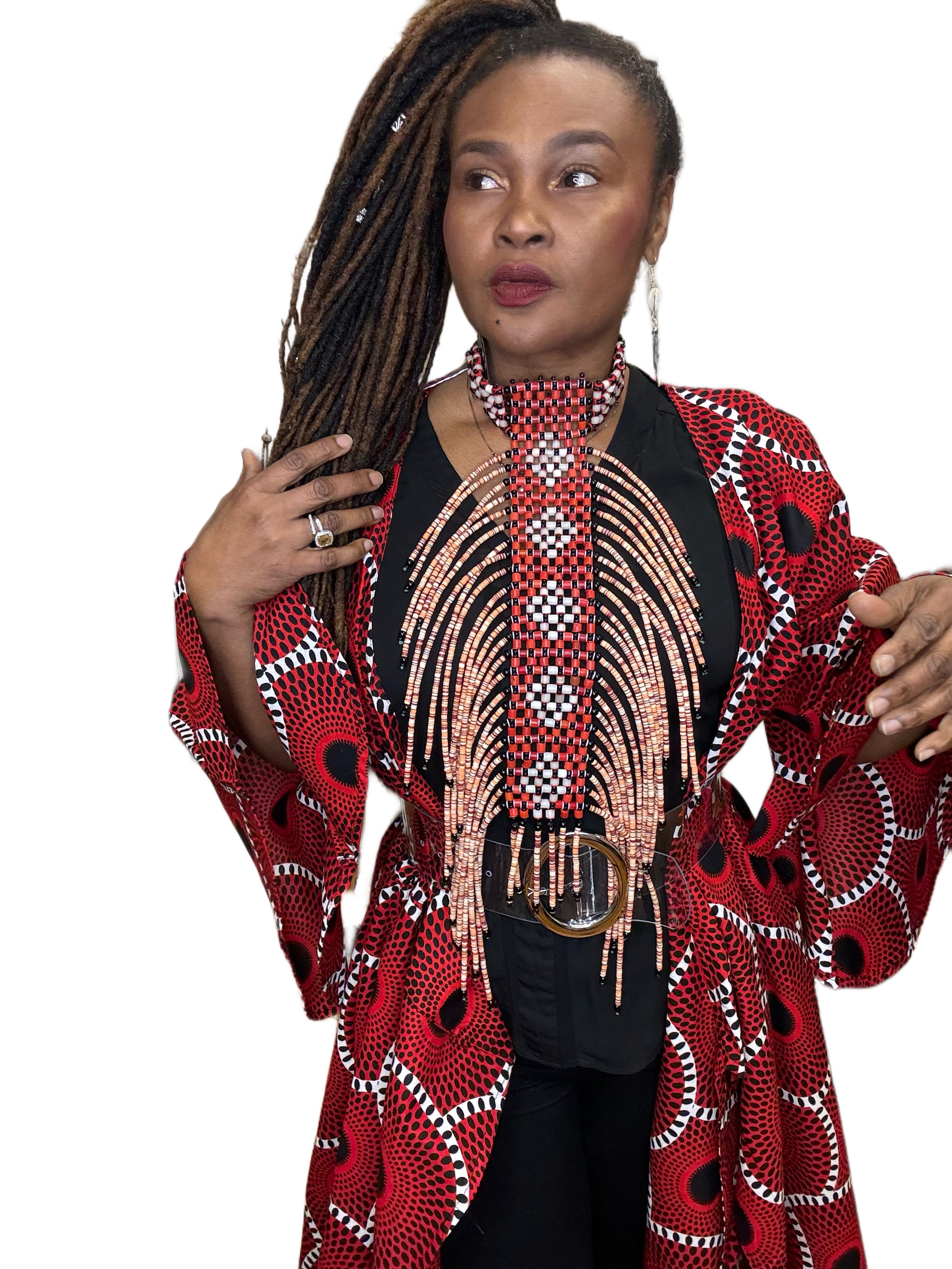 Large Red & White Statement Neck Piece