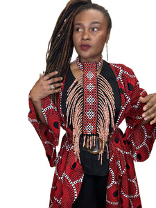 Large Red & White Statement Neck Piece