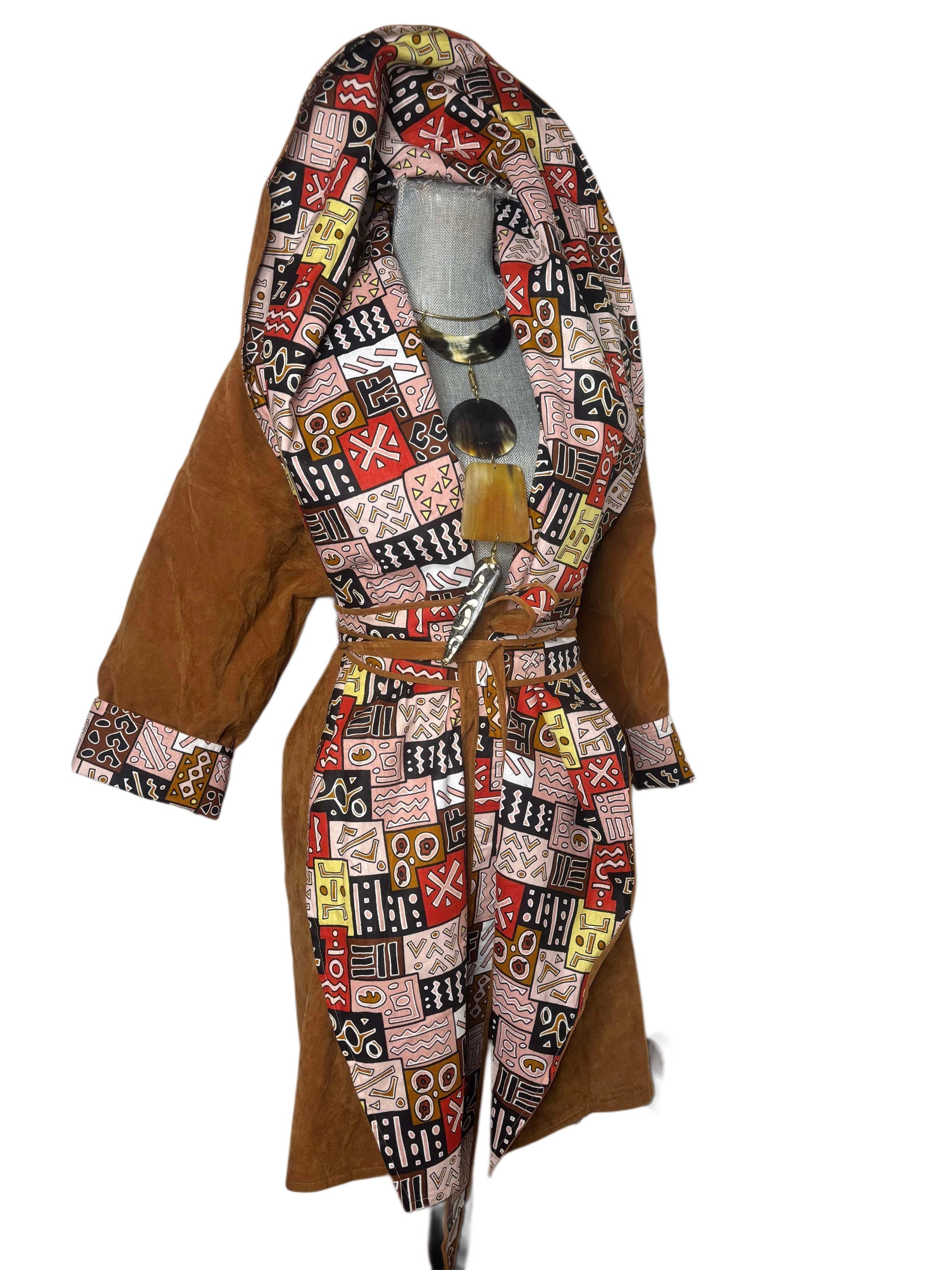 Reversible Faux Suede Belted Hoody Jacket