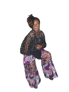 Cage Palazzo Purple Print