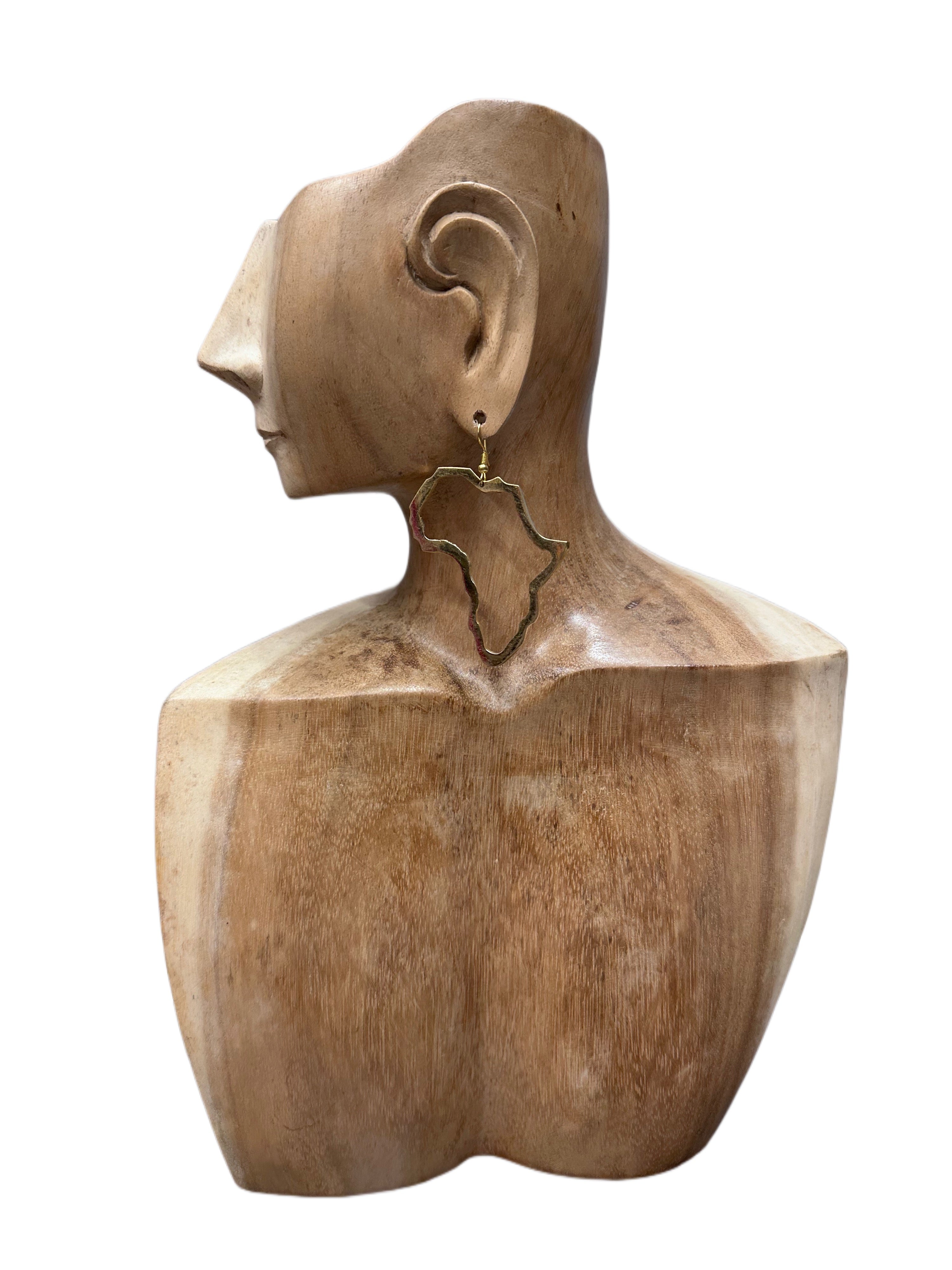 Large Brass Africa Outline Earrings