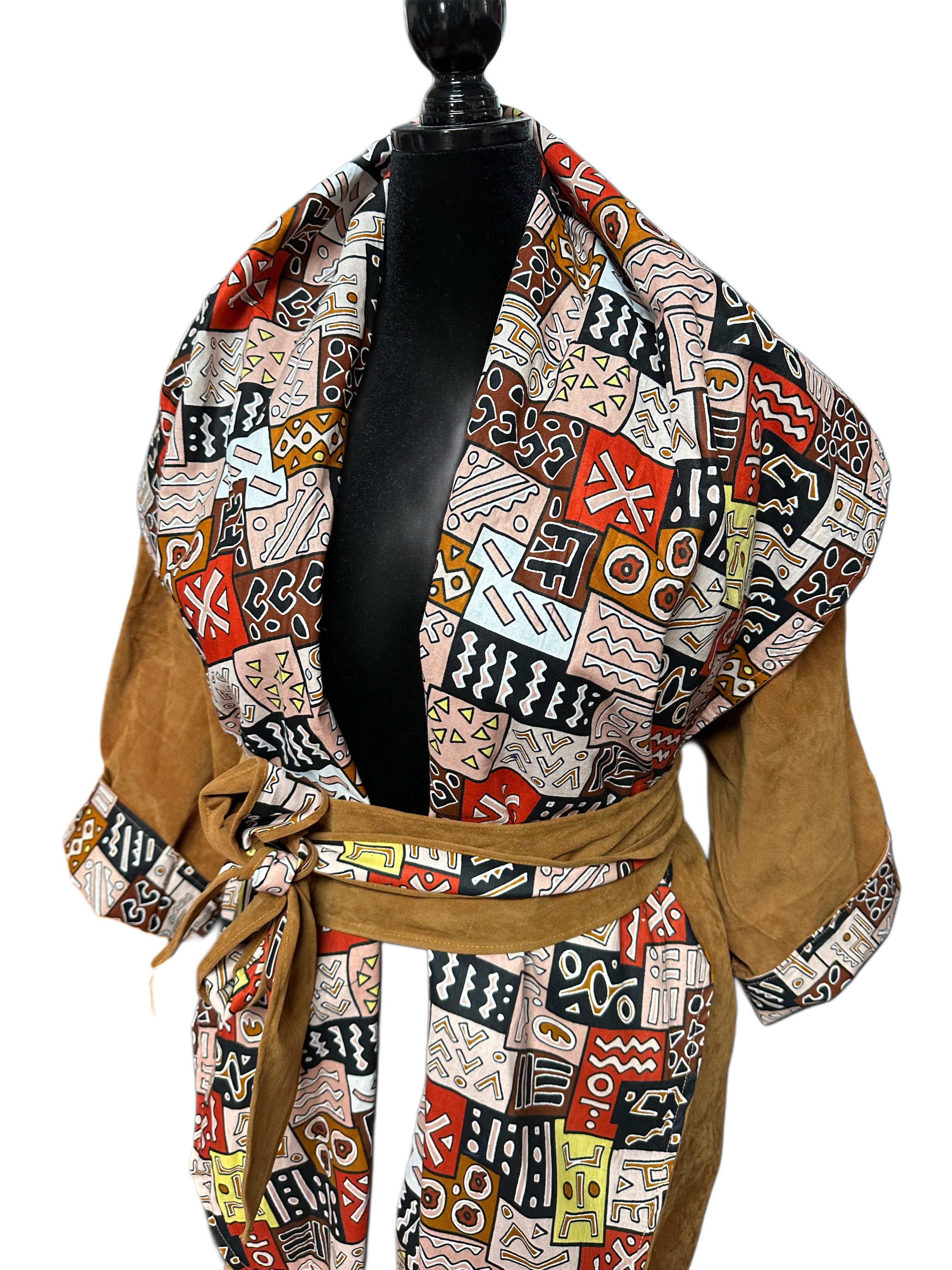 Reversible Faux Suede Belted Hoody Jacket