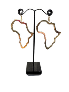Large Brass Africa Outline Earrings