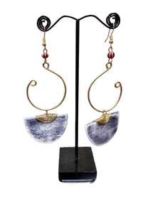 Long Gray Bone Musical Note dangling Earrings