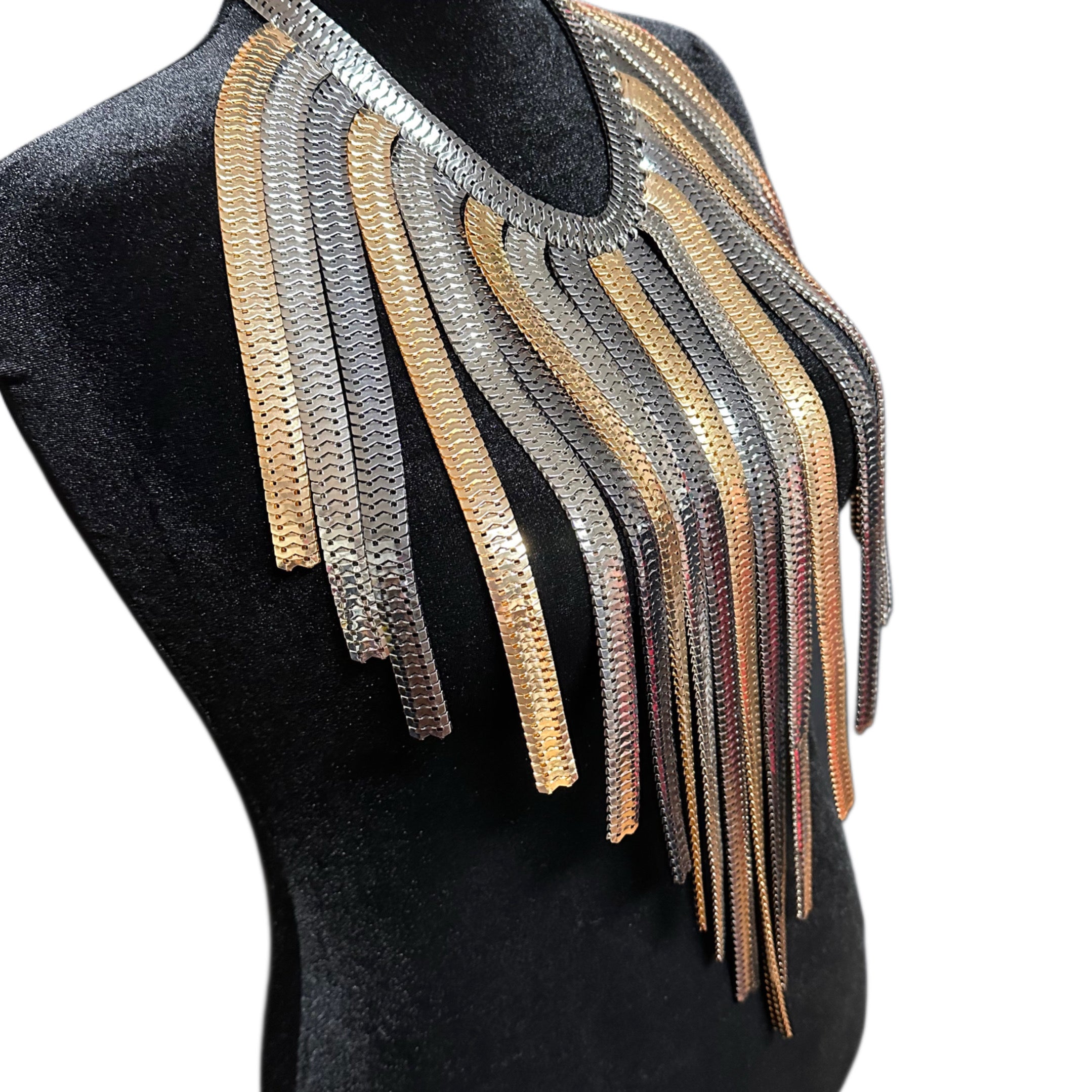 Large Statement Waterfall Necklace Gold/Silver