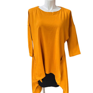 Removable Collar Tunic Top Mustard