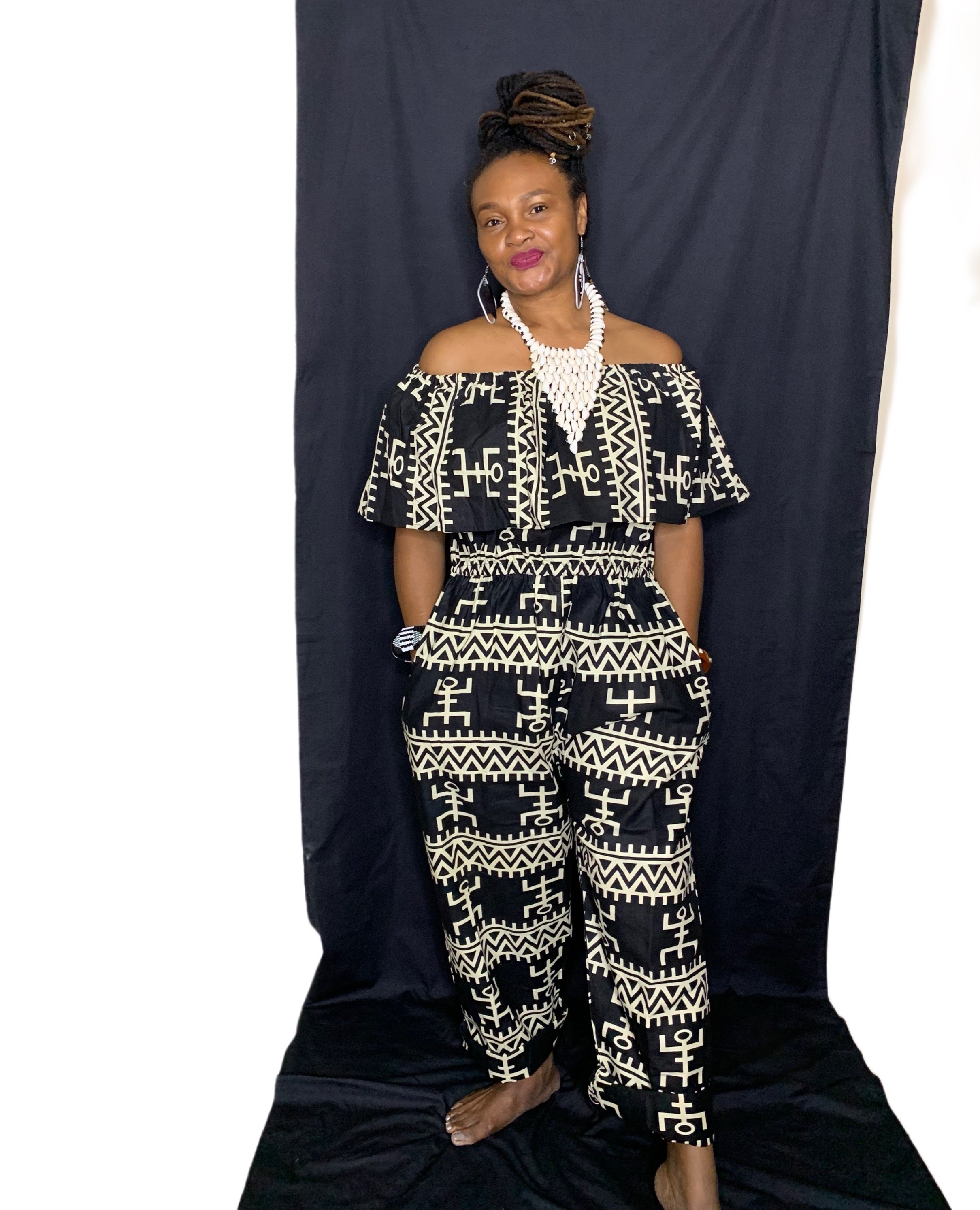 Ankara Print Ruffle Top Jumpsuit